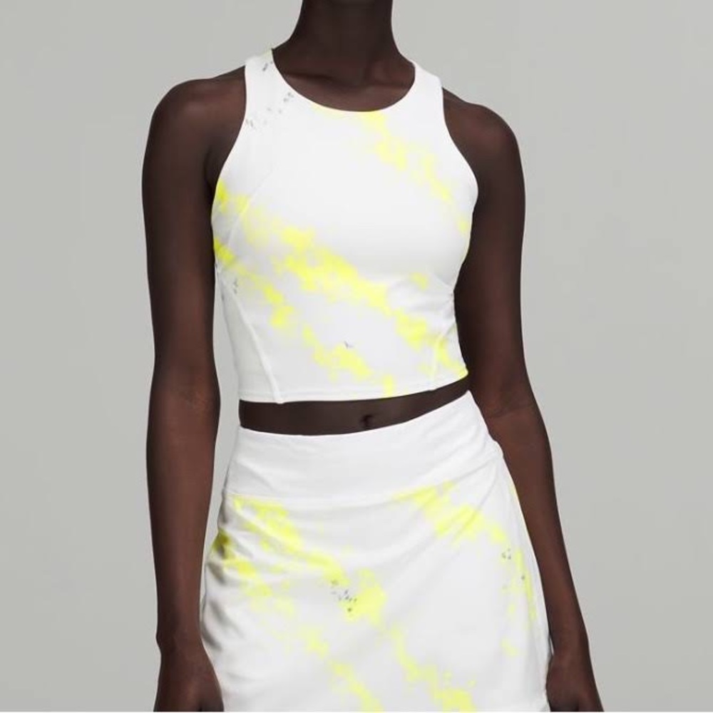 Lululemon Invigorate Tank Size 10 white and yellow tie dye